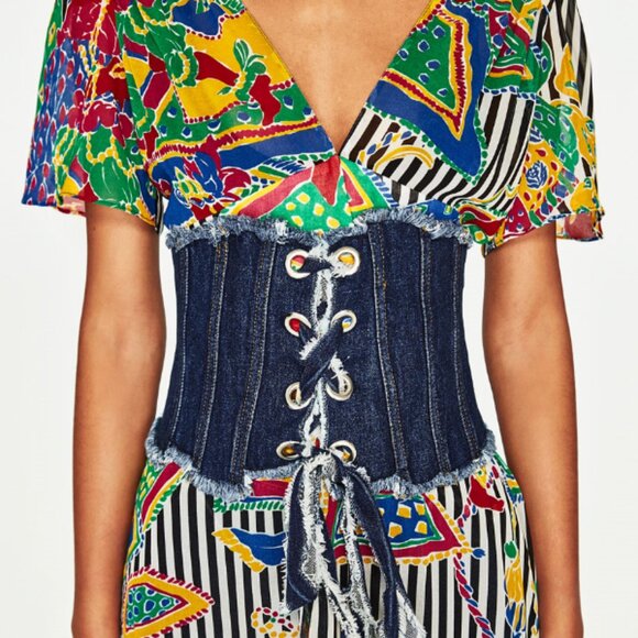 Zara | Accessories | Nwt Zara Denim Lace Up Under Bust 